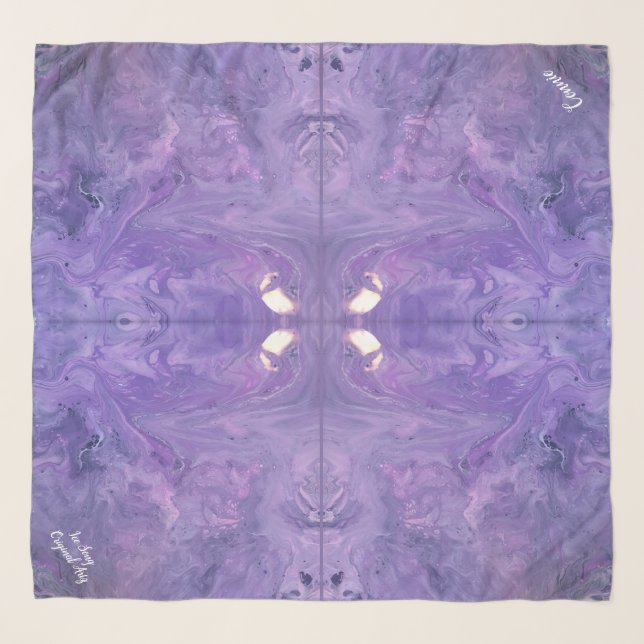 Purple with White Personalize Chiffon Scarf (Front)