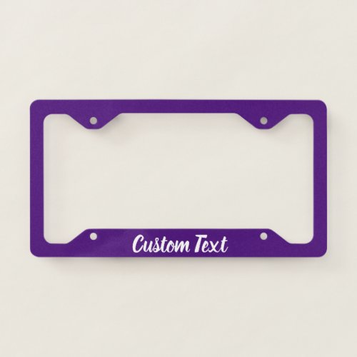 Purple with White Script License Plate Frame