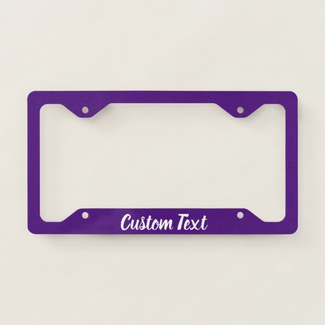 Purple with White Script License Plate Frame (Front)