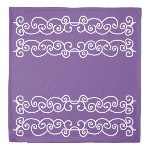 Purple with white scrolls duvet cover
