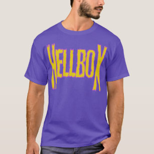 Purple with yellow font Hellbox t shirt
