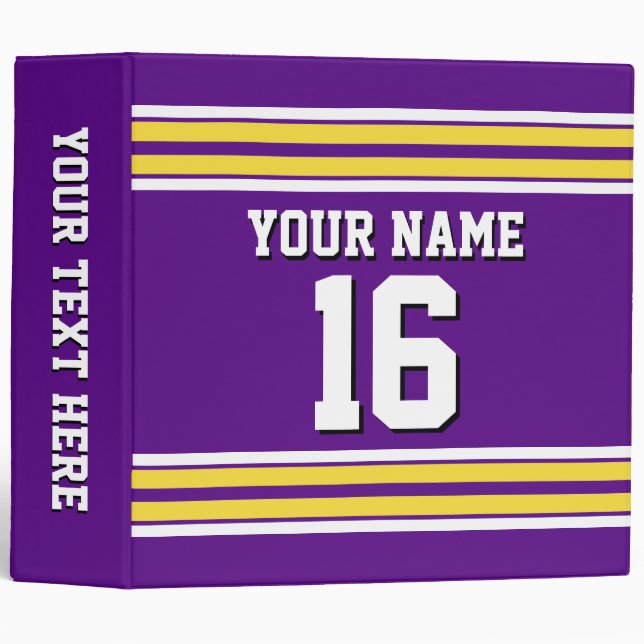 Purple with Yellow White Stripes Team Jersey Binder (Front/Spine)