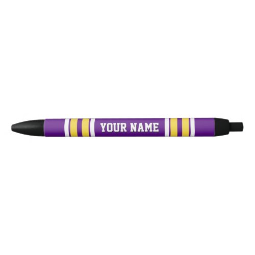 Purple with Yellow White Stripes Team Jersey Black Ink Pen