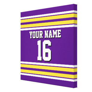 Purple with Yellow White Stripes Team Jersey Canvas Print