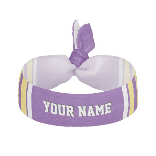 Purple with Yellow White Stripes Team Jersey Hair Tie