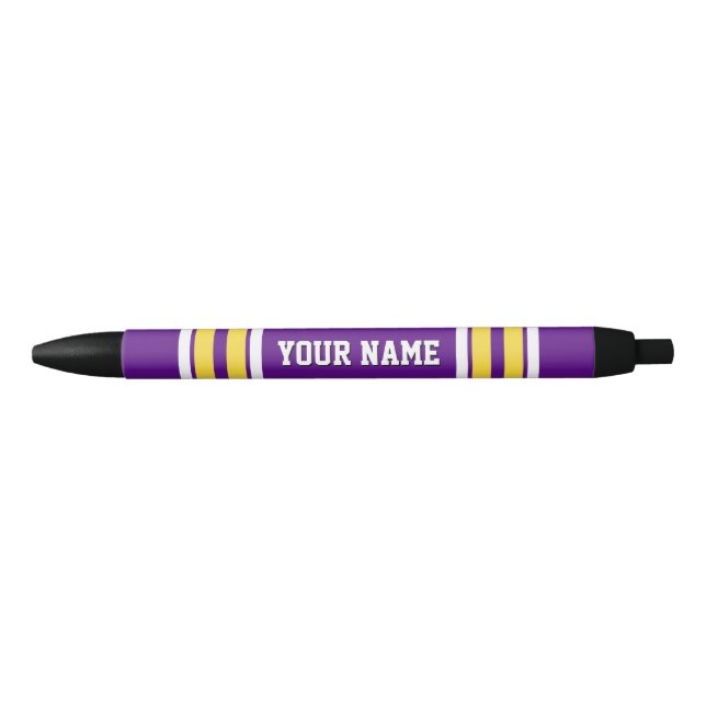 Purple with Yellow White Stripes Team Jersey Pen (Front)