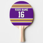 Purple with Yellow White Stripes Team Jersey Ping Pong Paddle