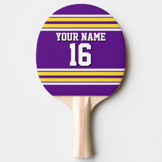 Purple with Yellow White Stripes Team Jersey Ping Pong Paddle