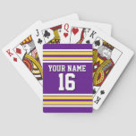 Purple with Yellow White Stripes Team Jersey Poker Cards