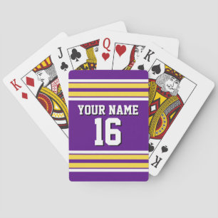 Purple with Yellow White Stripes Team Jersey Poker Cards