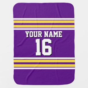 Purple with Yellow White Stripes Team Jersey Receiving Blanket