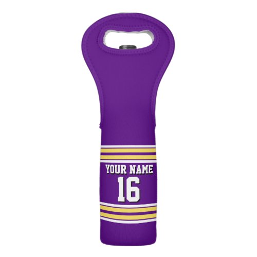 Purple with Yellow White Stripes Team Jersey Wine Bag