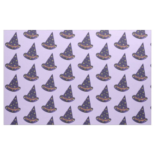 Purple Wizard Hat Yellow Stars Halloween Fabric