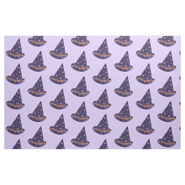Purple Wizard Hat Yellow Stars Halloween Fabric (Fat Quarter)