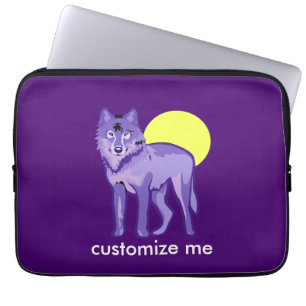 Purple Wolf Full Moon Laptop Sleeve