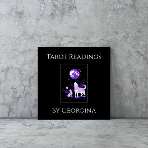 Purple Wolf & Moon Tarot Readings Mystical Witchy Square Business Card