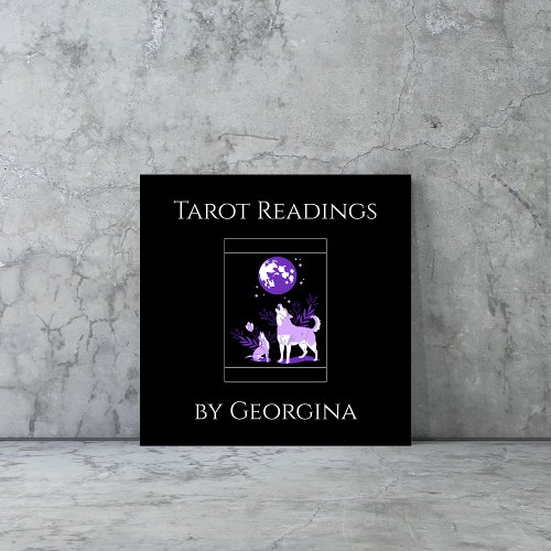 Purple Wolf  Moon Tarot Readings Mystical Witchy Square Business Card