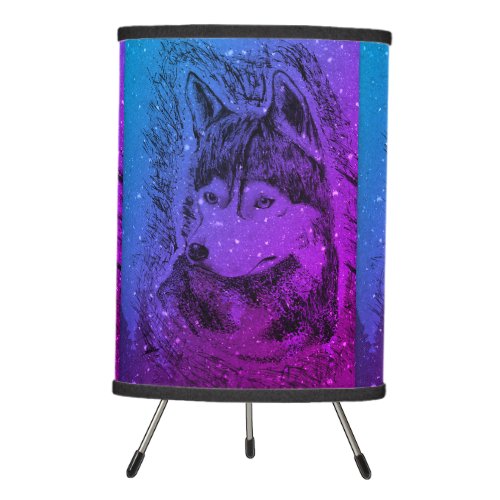 Purple Wolf Tripod Lamp