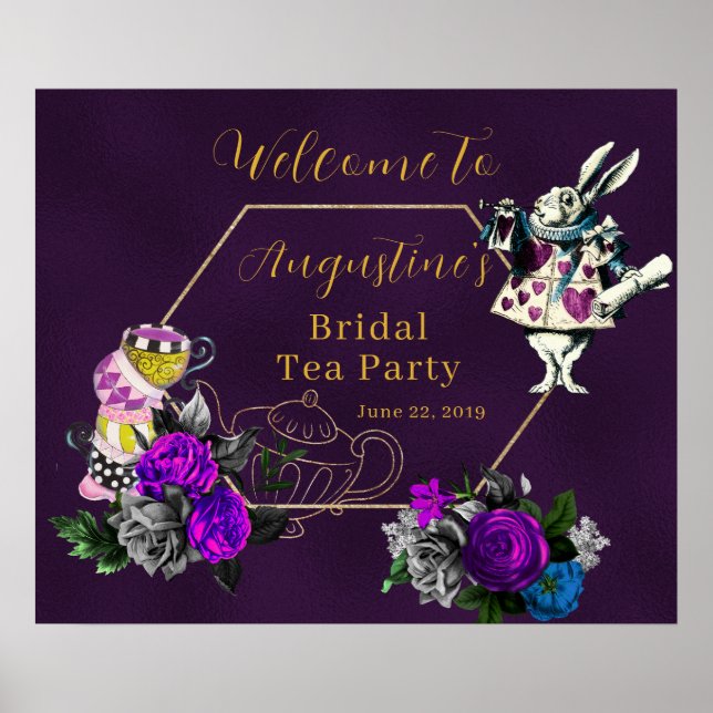 Purple Wonderland Bridal Tea Welcome Poster (Front)