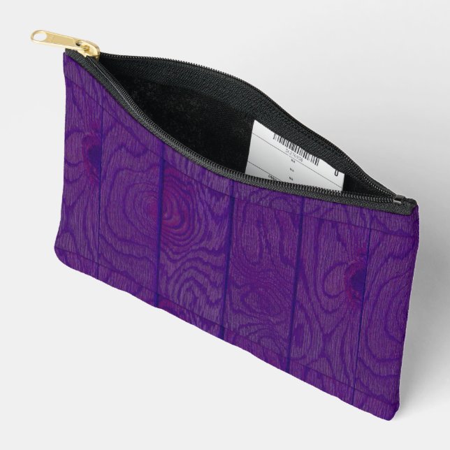 Purple Wood Grain Flooring Accessory Pouch (Open)