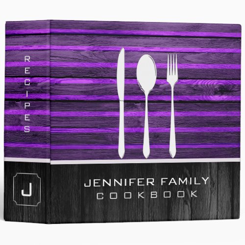 Purple Wood Look Family Cookbook Binder