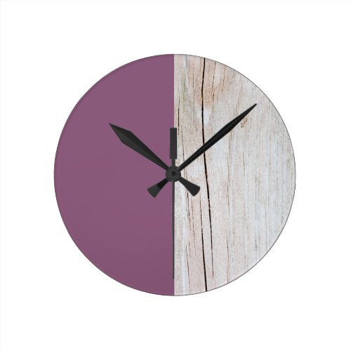 Purple + Wood Round Clocks