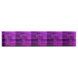 Purple Wooden Cross Desk Name Plate