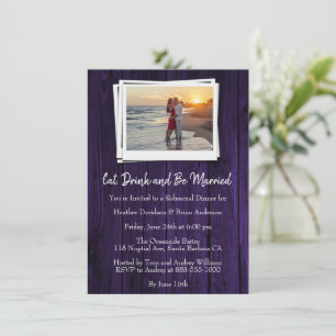 Purple Wooden Photo Rehearsal Dinner Invite