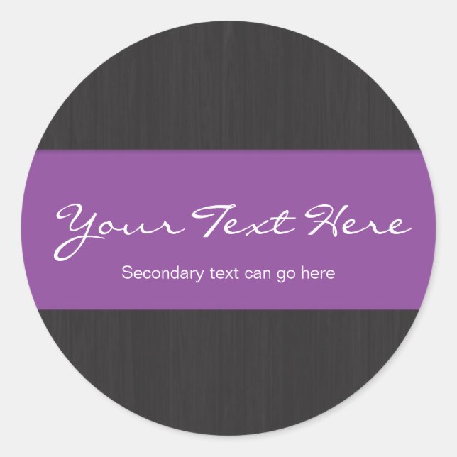 Purple & Woodgrain Customizable Stickers (Front)