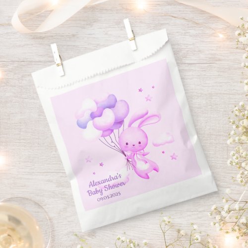 Purple Woodland Bunny Baby Shower Favor Bag