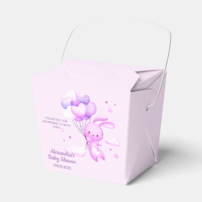 Purple Woodland Bunny Baby Shower Favor Boxes (Front Side)