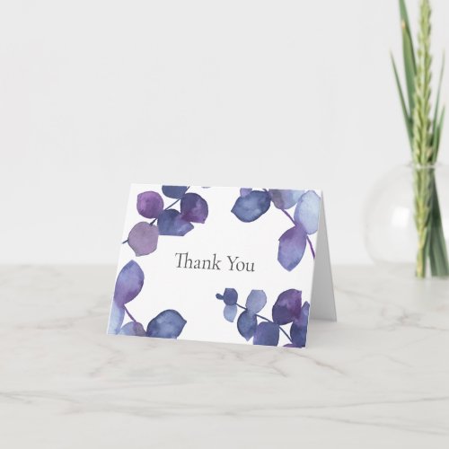 Purple Woodland Eucalyptus Leaves Thank You Card