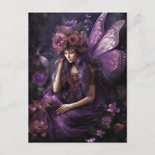 Purple Woodland Fairy Fantasy Art Postcard