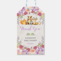 Purple Woodland Forest Girl Baby Shower Favor Gift Tags