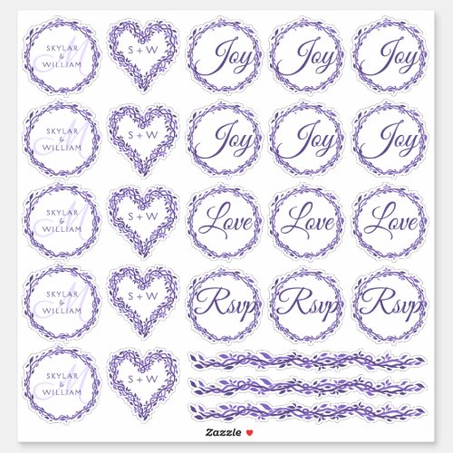 Purple Woodsy Wedding Assortment 1 Die Cut Vinyl Sticker