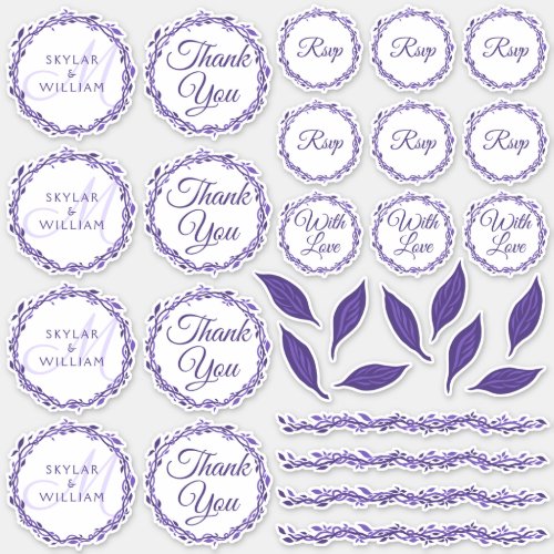 Purple Woodsy Wedding Assortment 2 Die Cut Vinyl Sticker