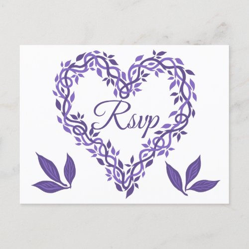 Purple Woodsy Wedding Ultra Violet RSVP Heart Invitation Postcard