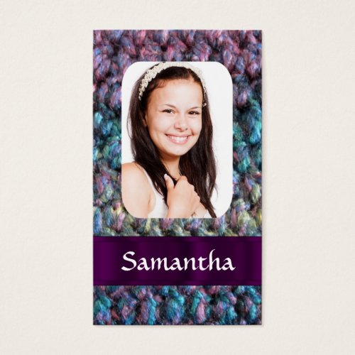 Purple wool photo template business card templates