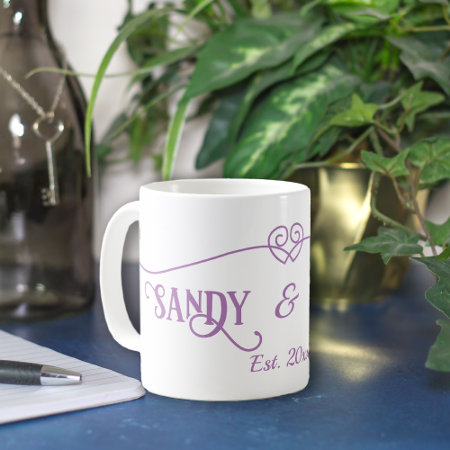 Purple Woven Hearts Couple's   Coffee Mug