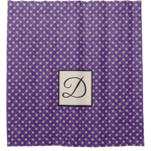 Purple Woven Rattan on Custom Color with Monogram Shower Curtain