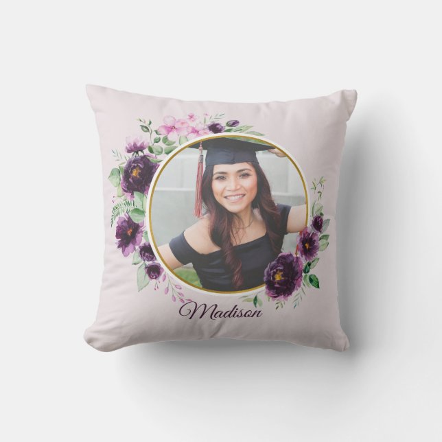 Purple Wreath Photo  Throw Pillow (Front)