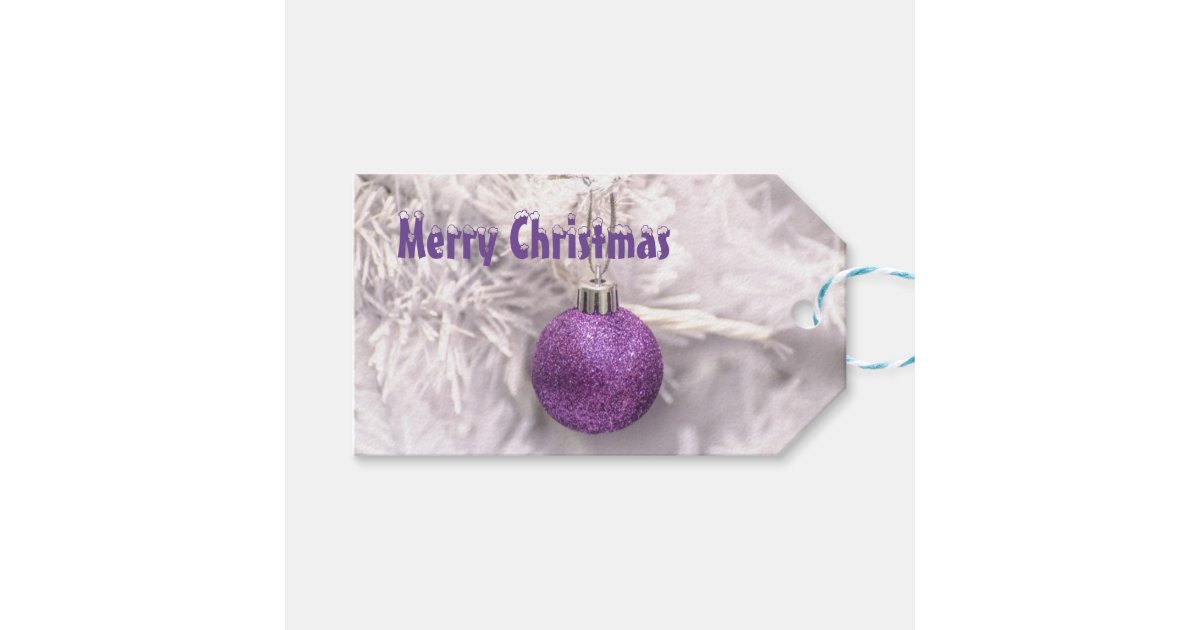 Purple Xmas Bauble Christmas Holiday Gift Tags Zazzle Com