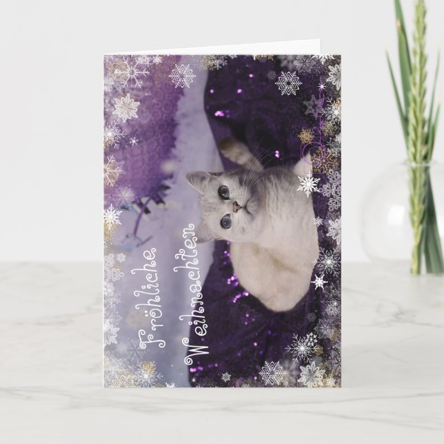 Purple XMAS Cats Holiday Card (Front)