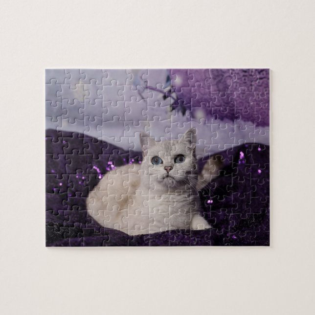 Purple XMAS Cats Jigsaw Puzzle (Horizontal)