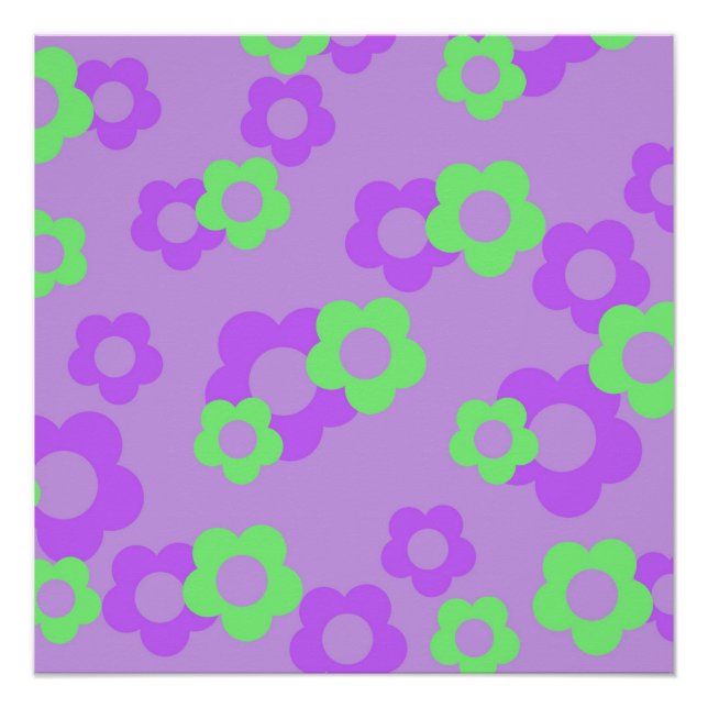 Purple Y2K Bold Wildflower Vibrant Spring Art Poster (Front)