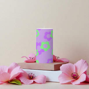 Purple Y2K Bold Wildflower Vibrant Spring Decor Pillar Candle