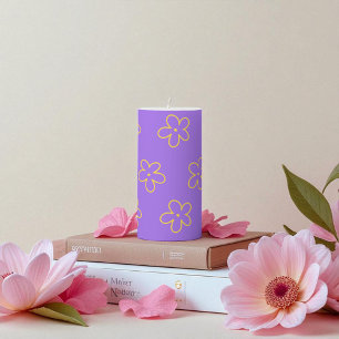 Purple Y2K Bold Wildflower Vibrant Spring Decor Pillar Candle