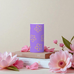 Purple Y2K Bold Wildflower Vibrant Spring Decor Pillar Candle
