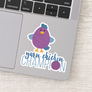 Purple Yarn Chicken Champion Custom-Cut Stickers