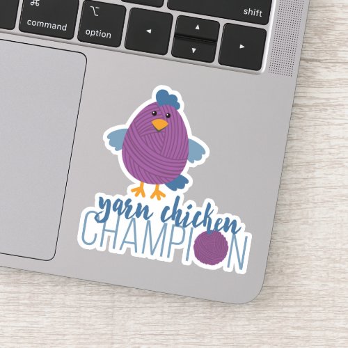 Purple Yarn Chicken Champion Custom_Cut Stickers
